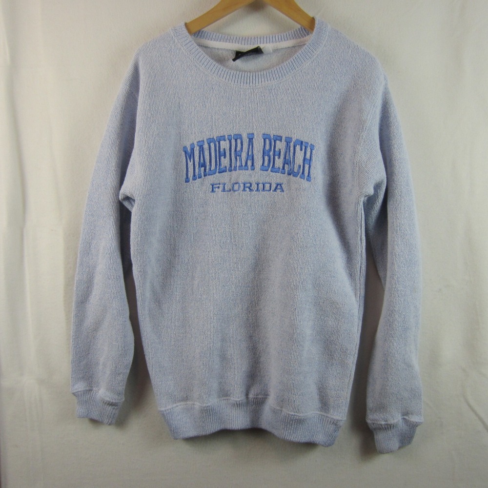 maderia beach women's sweatshirt vintage blue Medium comfortex